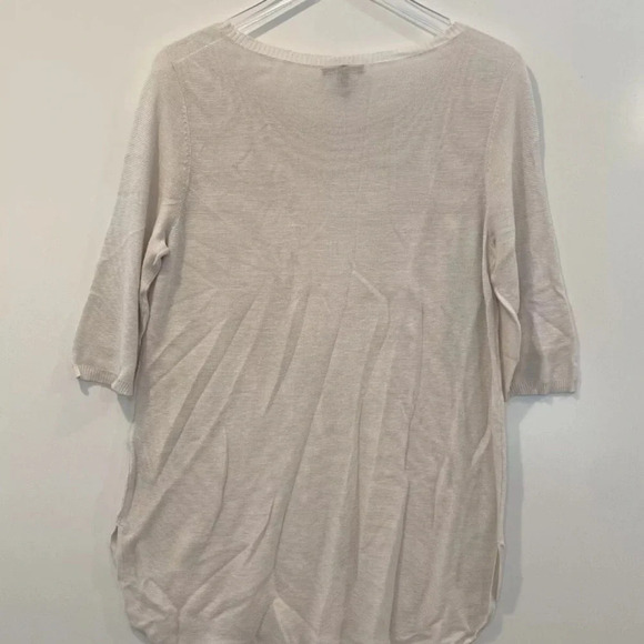 Eileen Fisher Ballet Neck Short Sleeve Long Tunic Sweater Womens Medium (661) - Picture 2 of 4